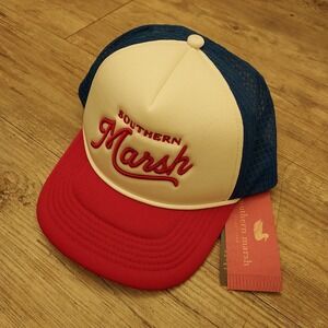 NEW Southern Marsh Hat Cap Mens Snap Back Summer Trucker Patriotic Spellout NWT